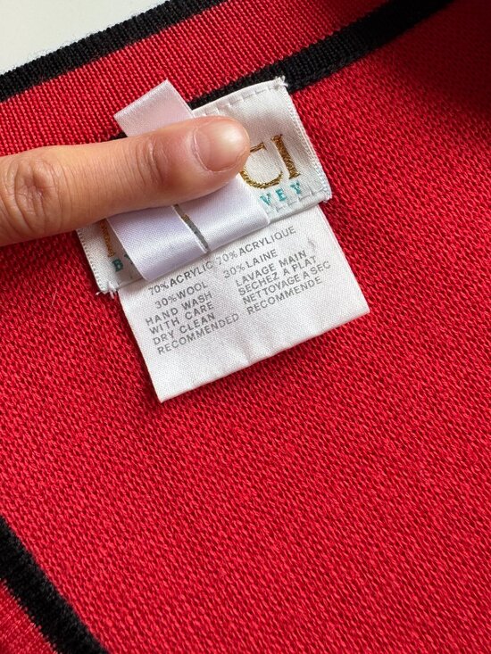 Vintage 00's MEDICI by Gill Harvey Red Acrylic Wool Knit Long Cardigan, Size 14 - Picture 13 of 13